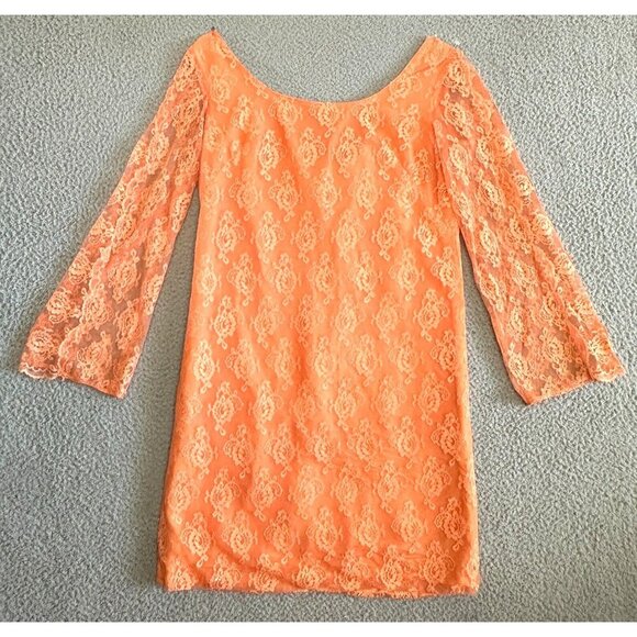 Vintage 60s Lace Mini Dress Mod Bow Sheer Flutter Sleeve Low Cut Back - Picture 1 of 1